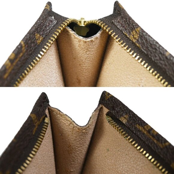 LOUIS VUITTON LV Logo Bucket PM Pouch Bag Monogram Leather Brown Gold - Picture 13 of 15